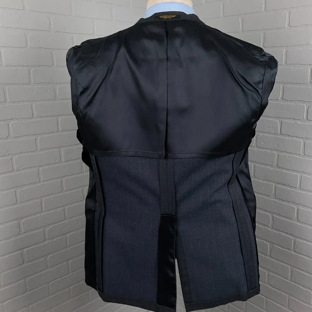 Evan Picone Blazer Men 42R Gray‎ Blue Stripe Classic Career Wool VTG USA 80s